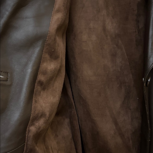 NOORA One-Button Leather Blazer Jacket Brown Sz L Lined Pockets - Picture 11 of 11